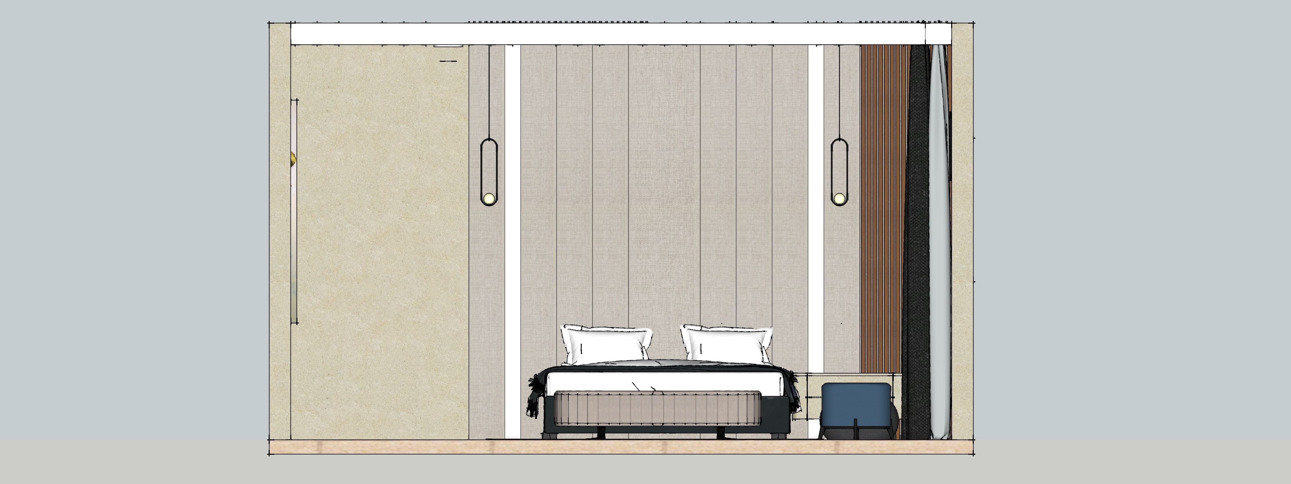 bedroom with wardrobe design 3D print model_20