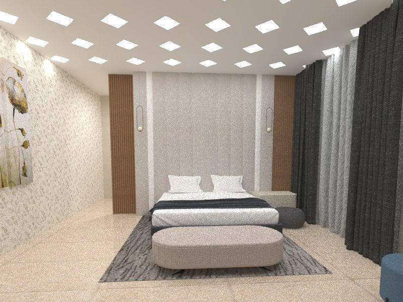 bedroom with wardrobe design 3D print model_2