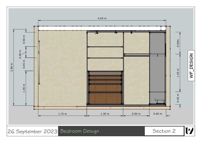 bedroom with wardrobe design 3D print model_6