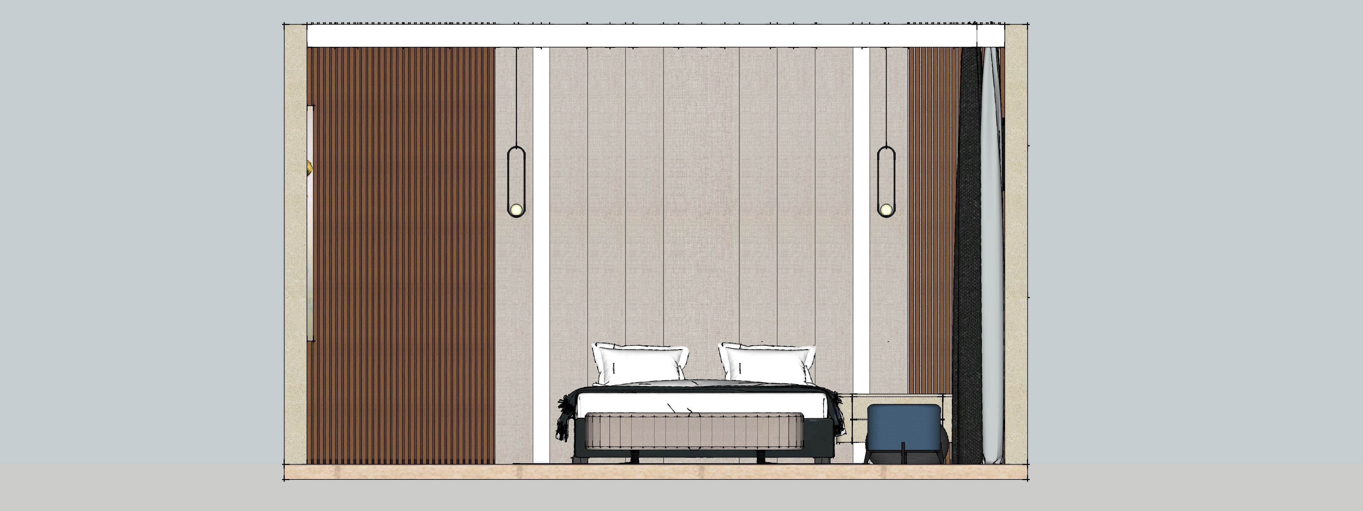 bedroom with wardrobe design 3D print model_14