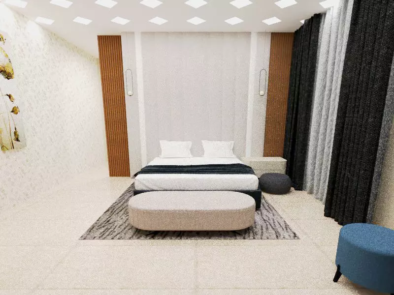 bedroom with wardrobe design 3D print model_0