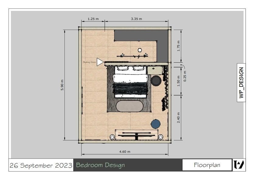 bedroom with wardrobe design 3D print model_9