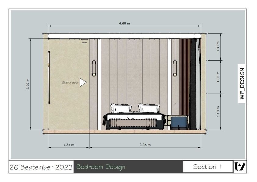 bedroom with wardrobe design 3D print model_13
