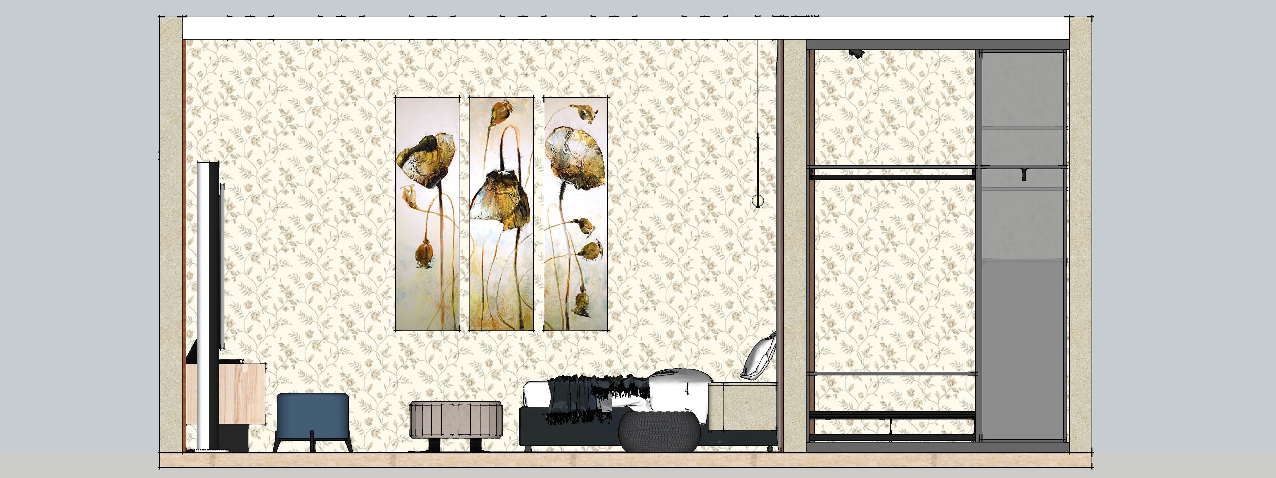 bedroom with wardrobe design 3D print model_22
