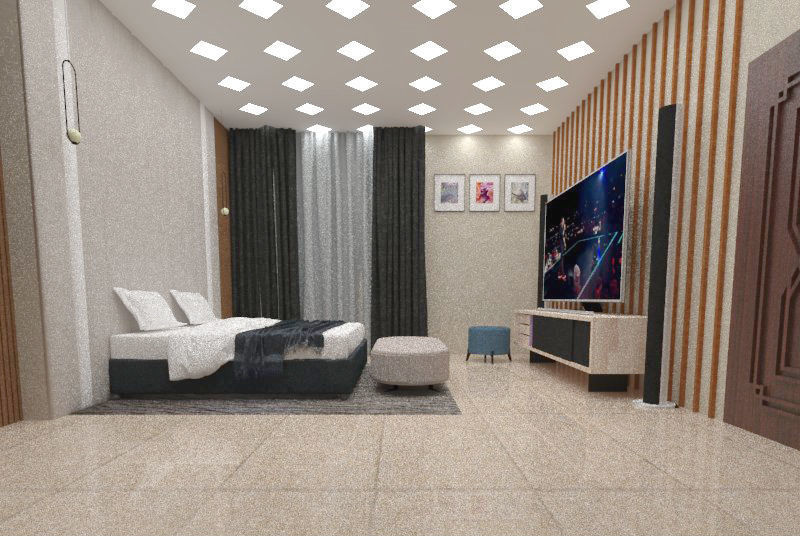 bedroom with wardrobe design 3D print model_1