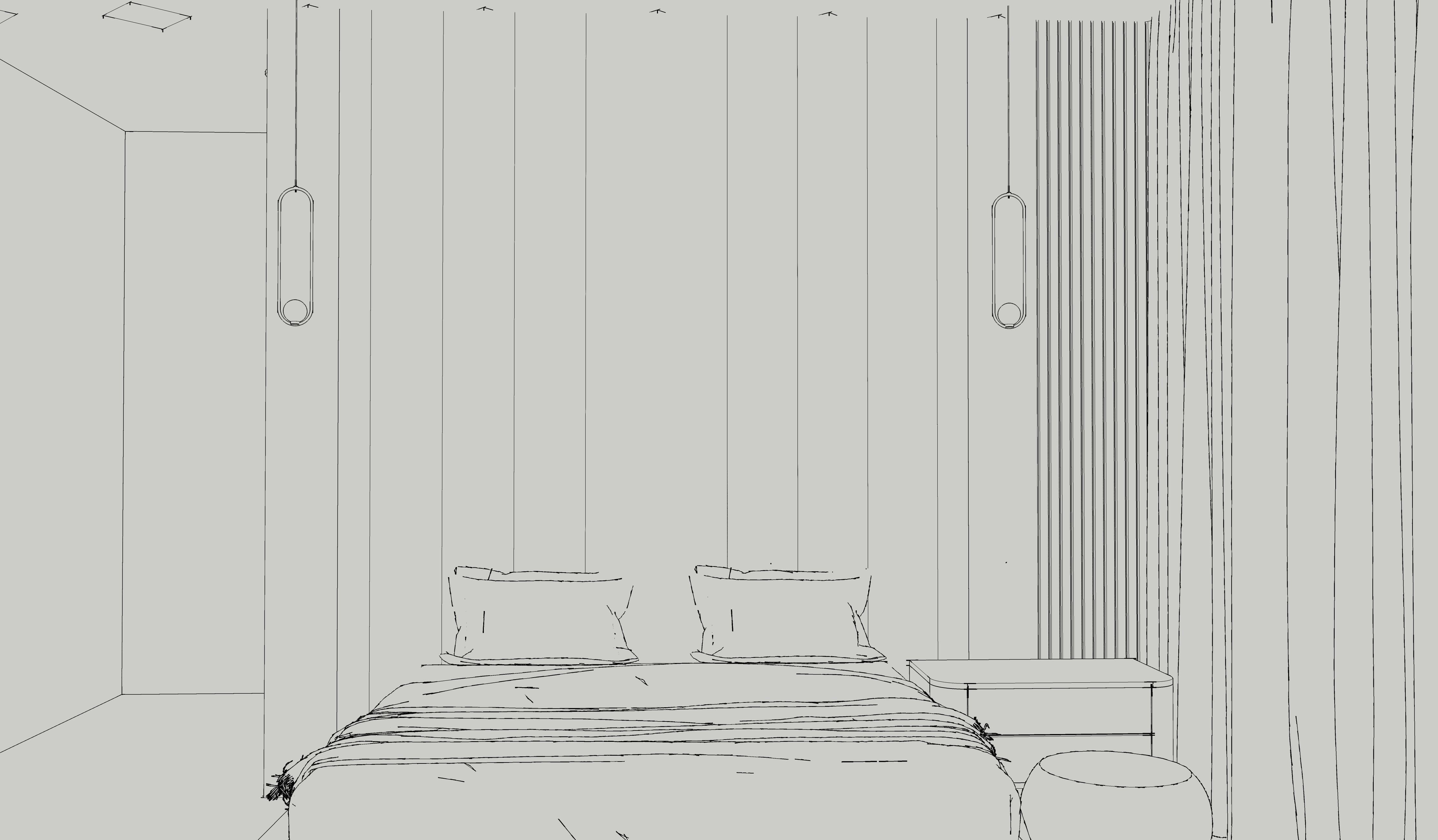 bedroom with wardrobe design 3D print model_17