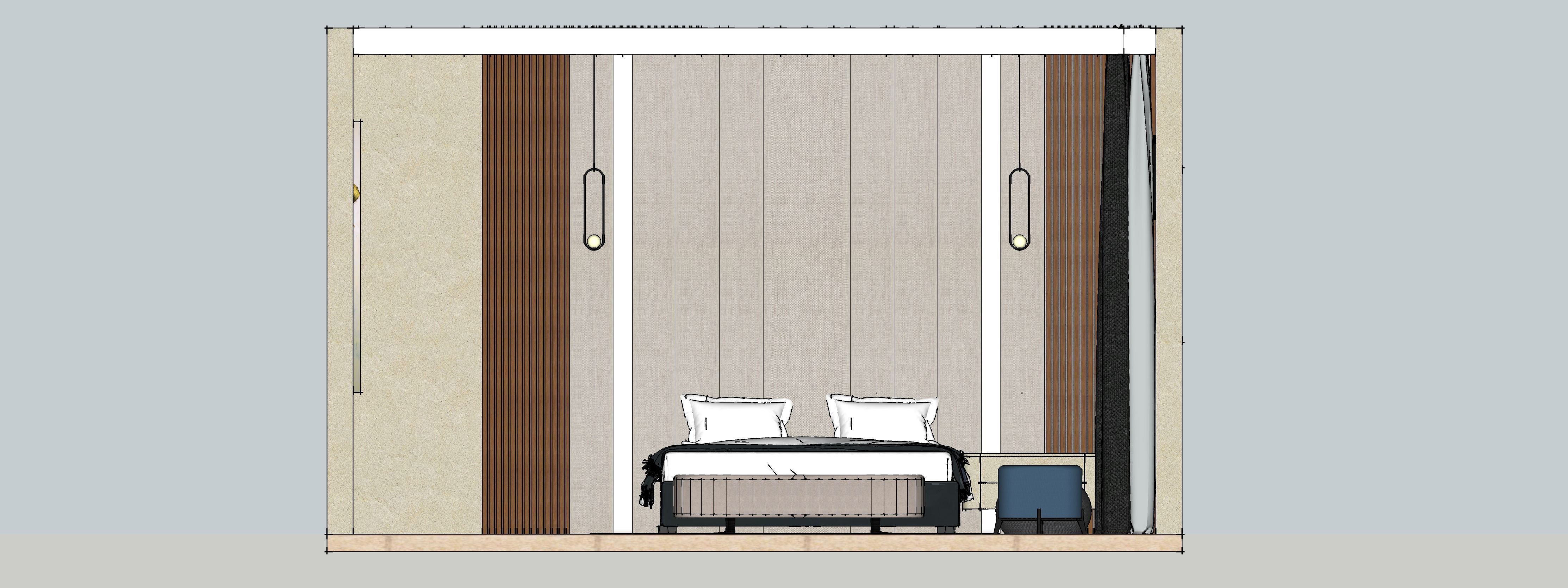 bedroom with wardrobe design 3D print model_21