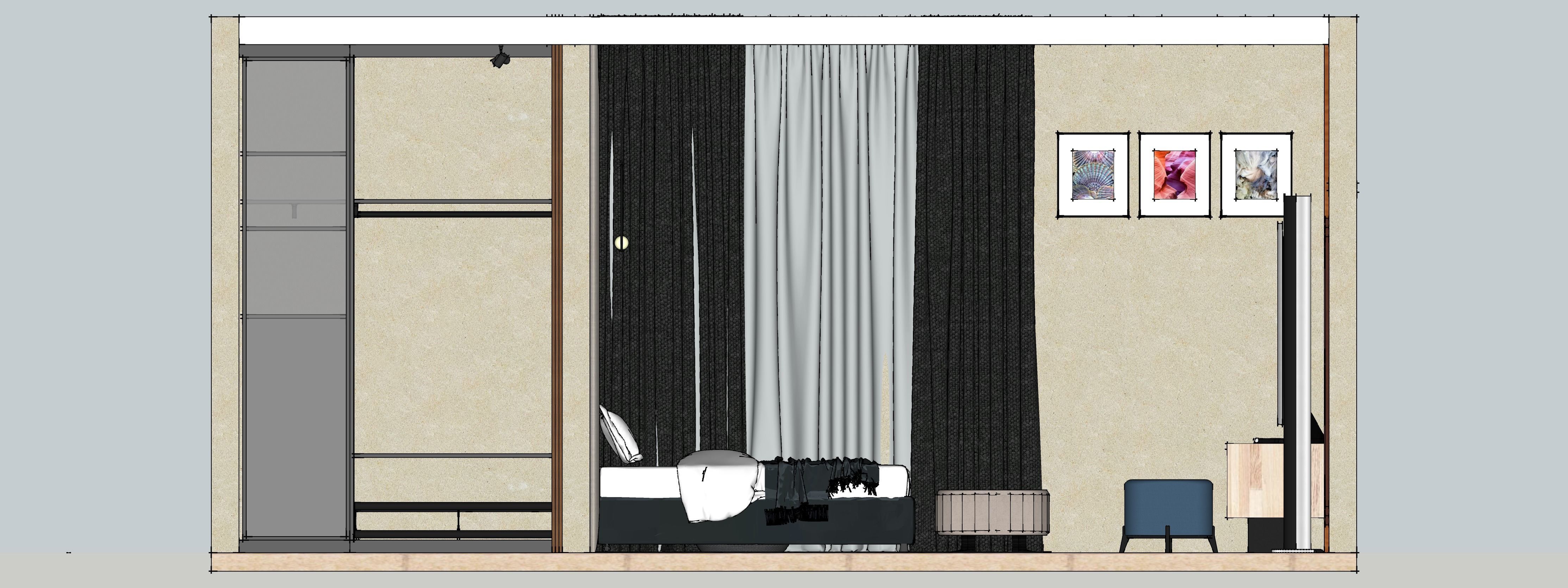 bedroom with wardrobe design 3D print model_23