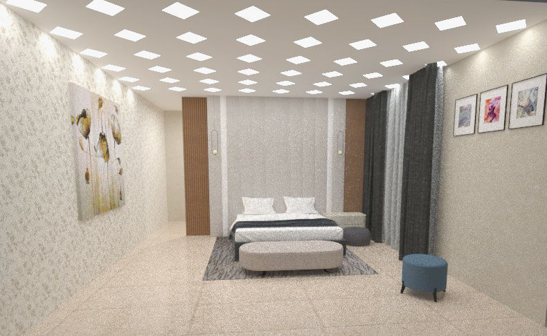 bedroom with wardrobe design 3D print model_4