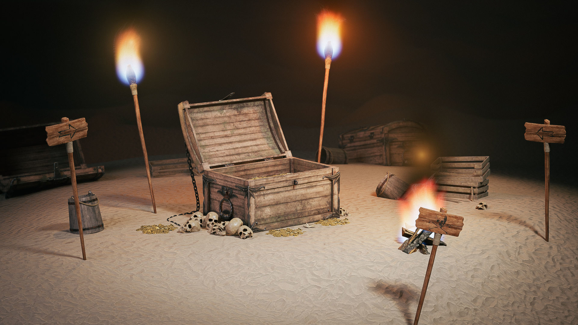 Treasure pirates Set 1 Low-poly 3D model_1