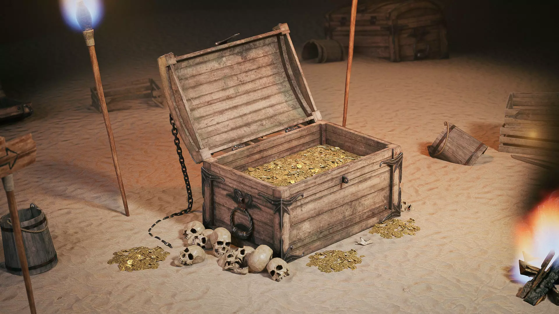 Treasure pirates Set 1 Low-poly 3D model_0