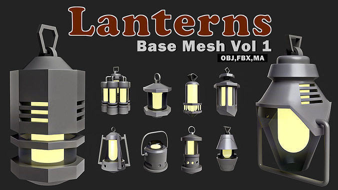 Lanterns Base Mesh Vol 1   Low-poly 3D model