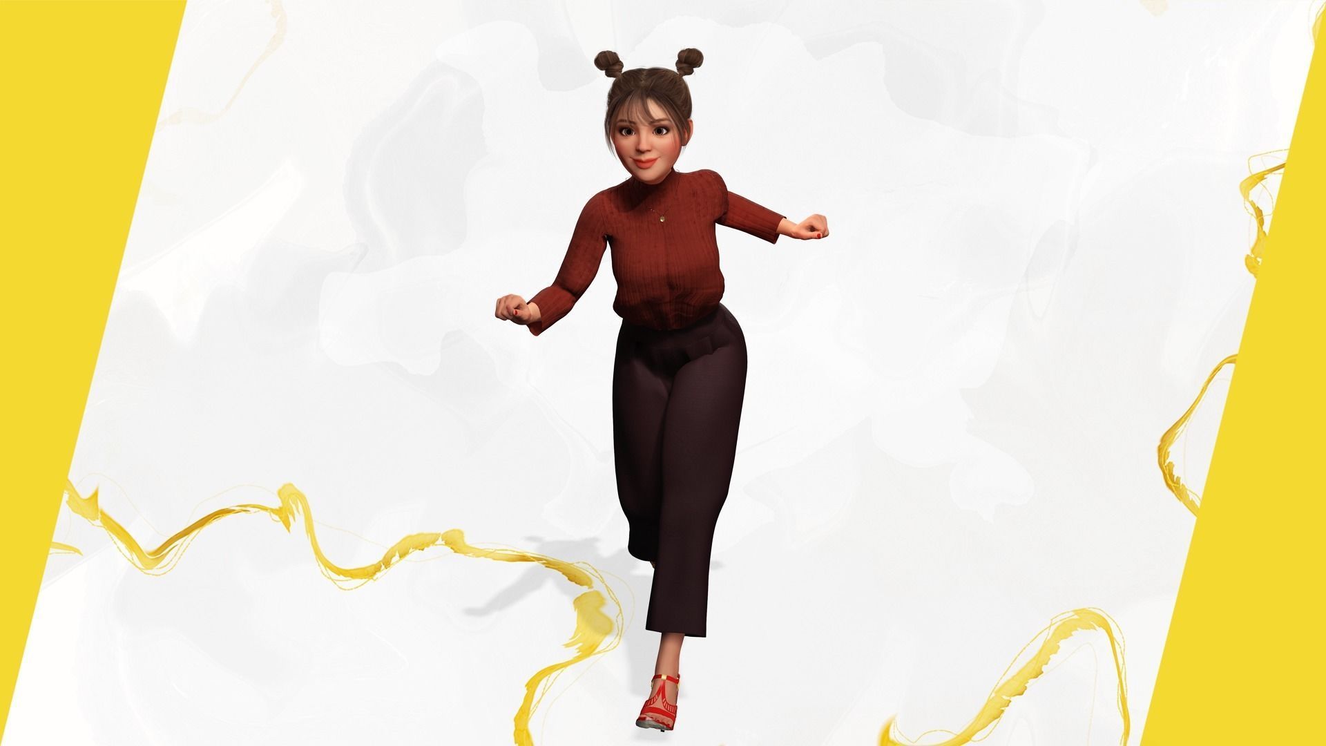 Girlfriend stylized toon girl 3D model_5