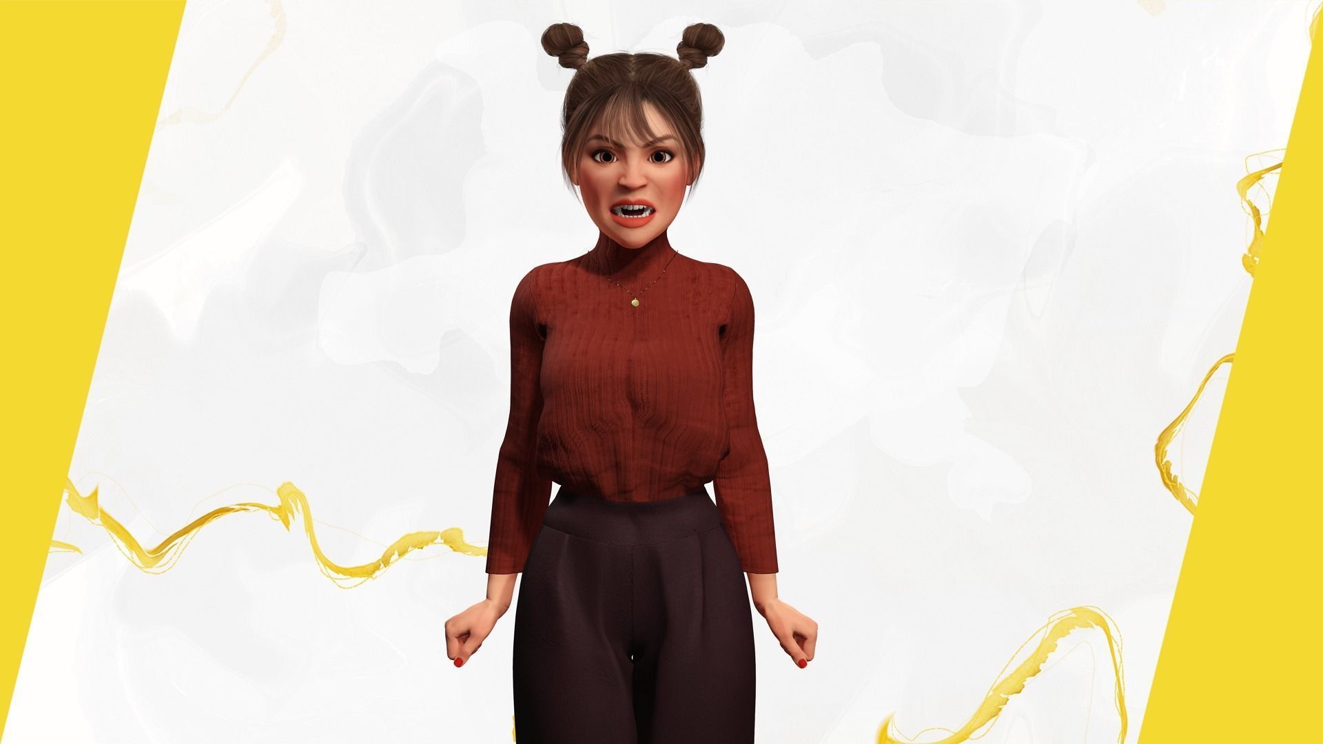 Girlfriend stylized toon girl 3D model_6