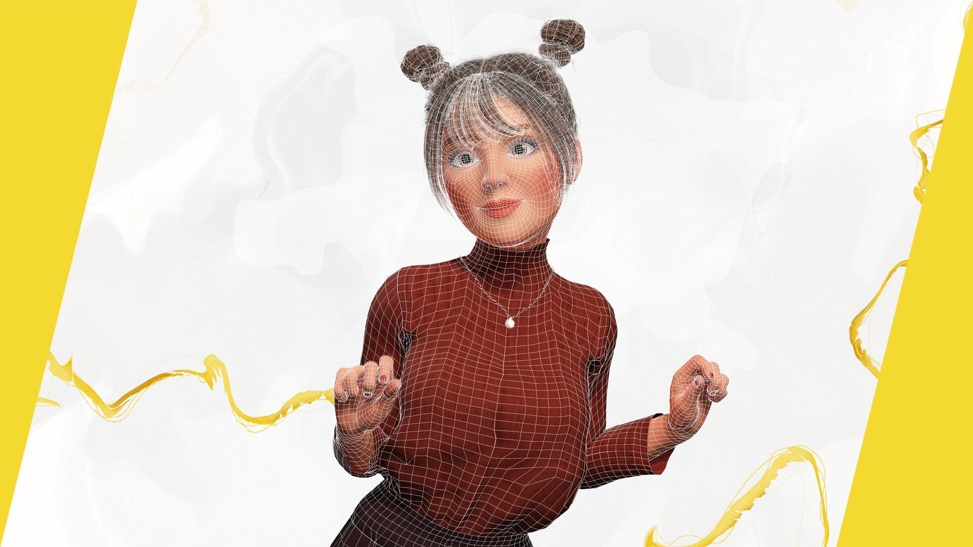 Girlfriend stylized toon girl 3D model_29