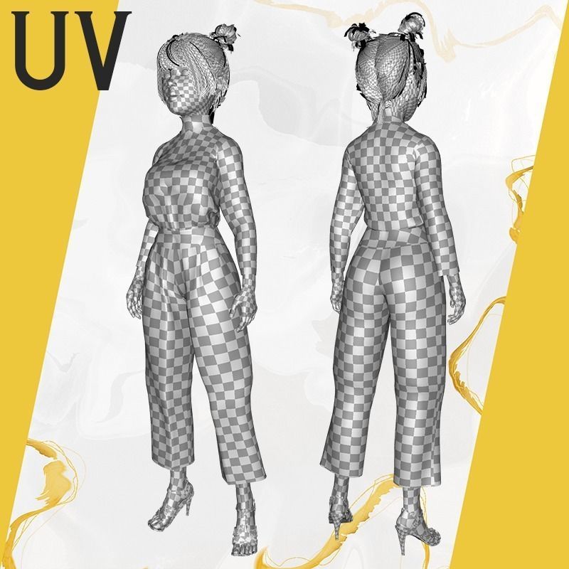 Girlfriend stylized toon girl 3D model_32