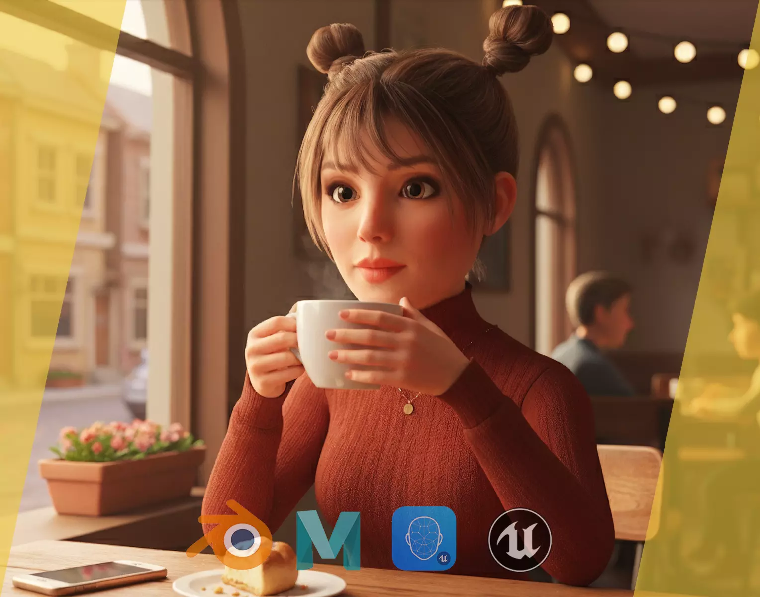 Girlfriend stylized toon girl 3D model_0