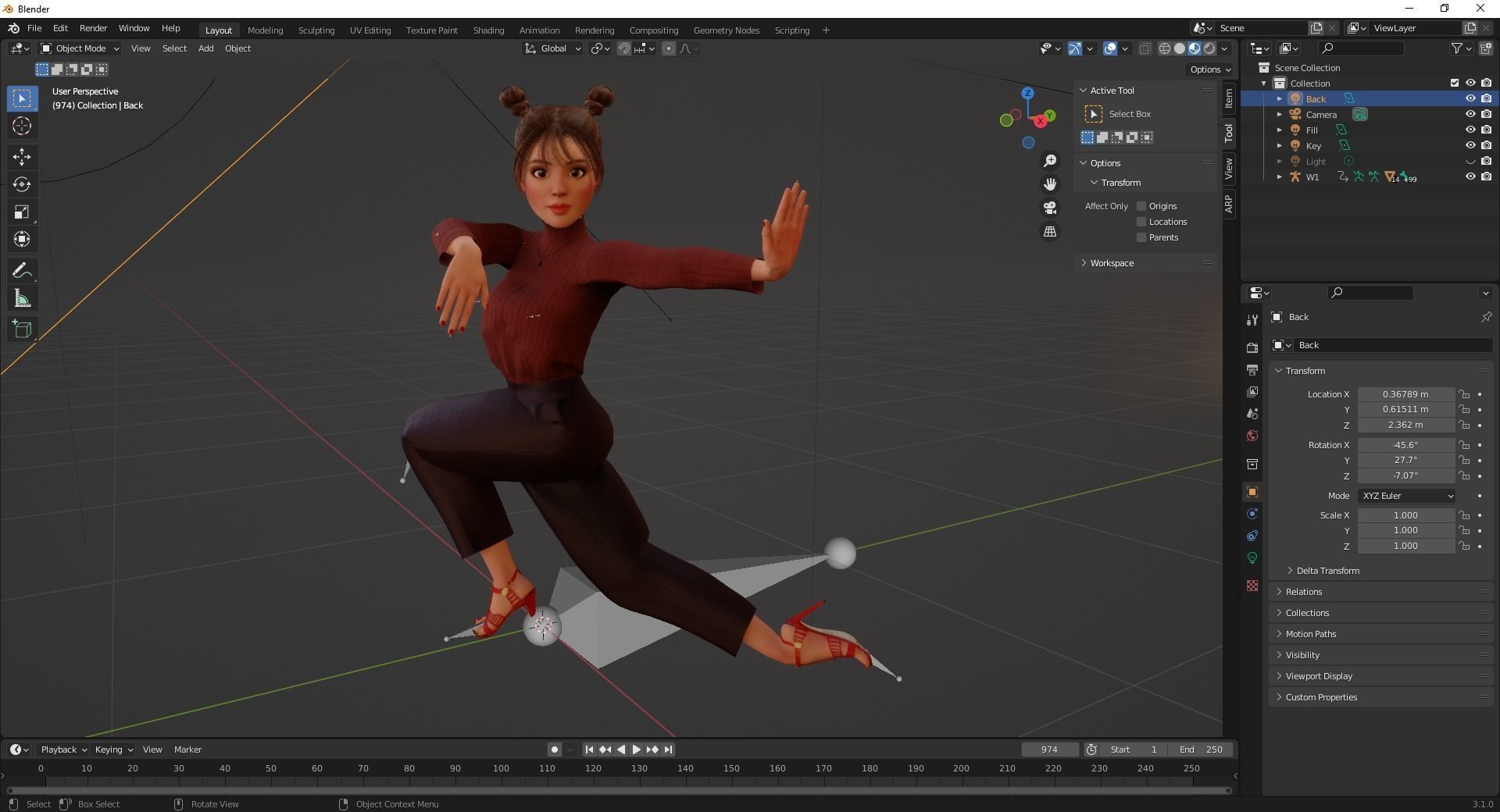 Girlfriend stylized toon girl 3D model_12