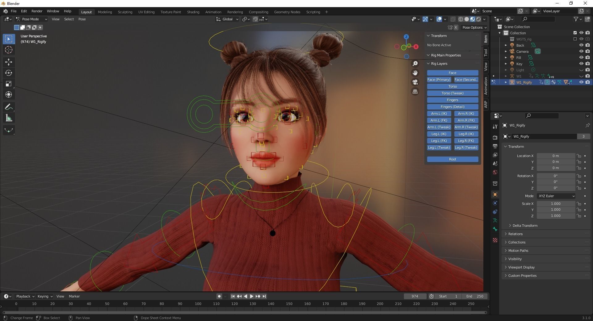Girlfriend stylized toon girl 3D model_11
