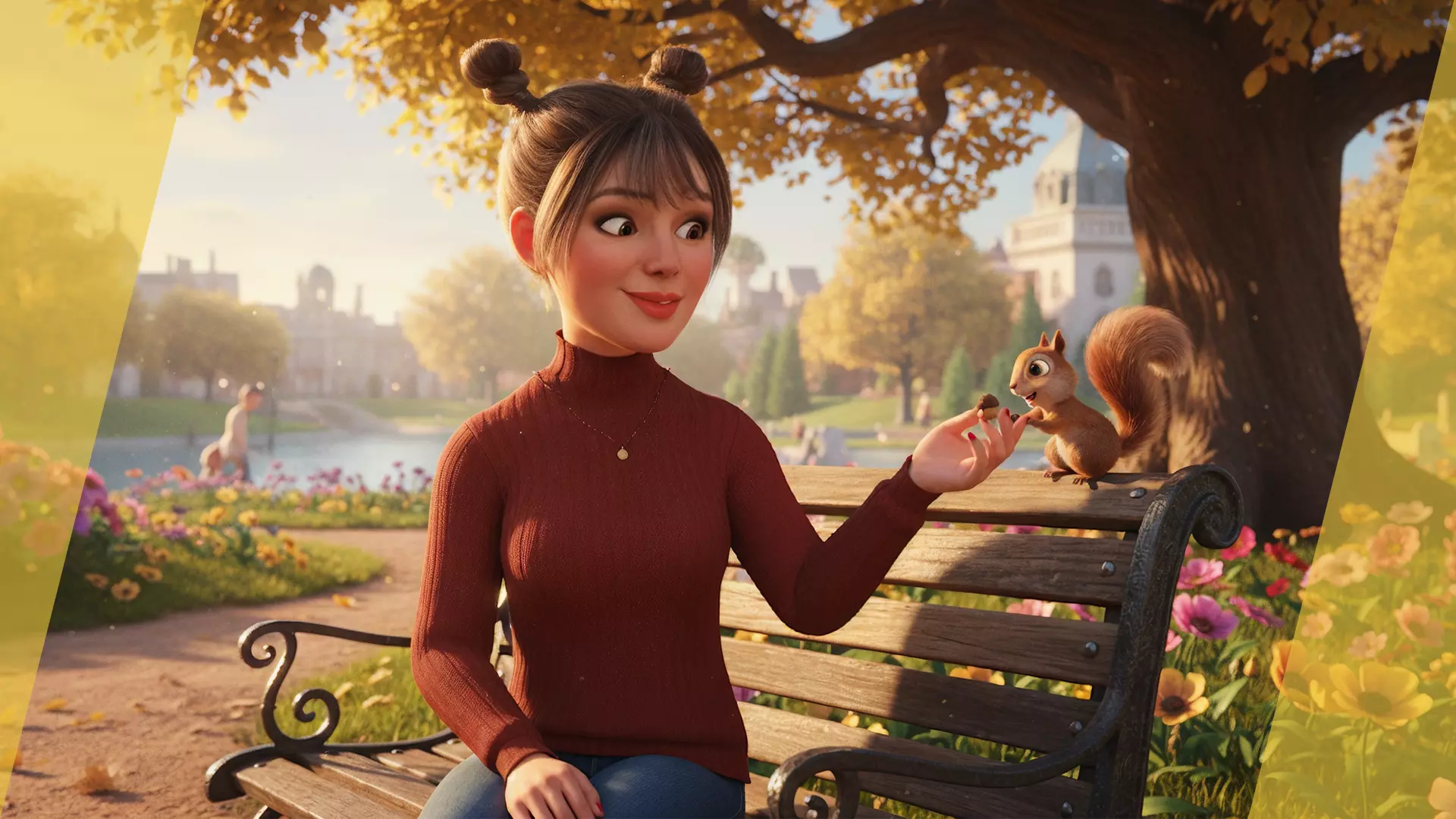 Girlfriend stylized toon girl 3D model_3