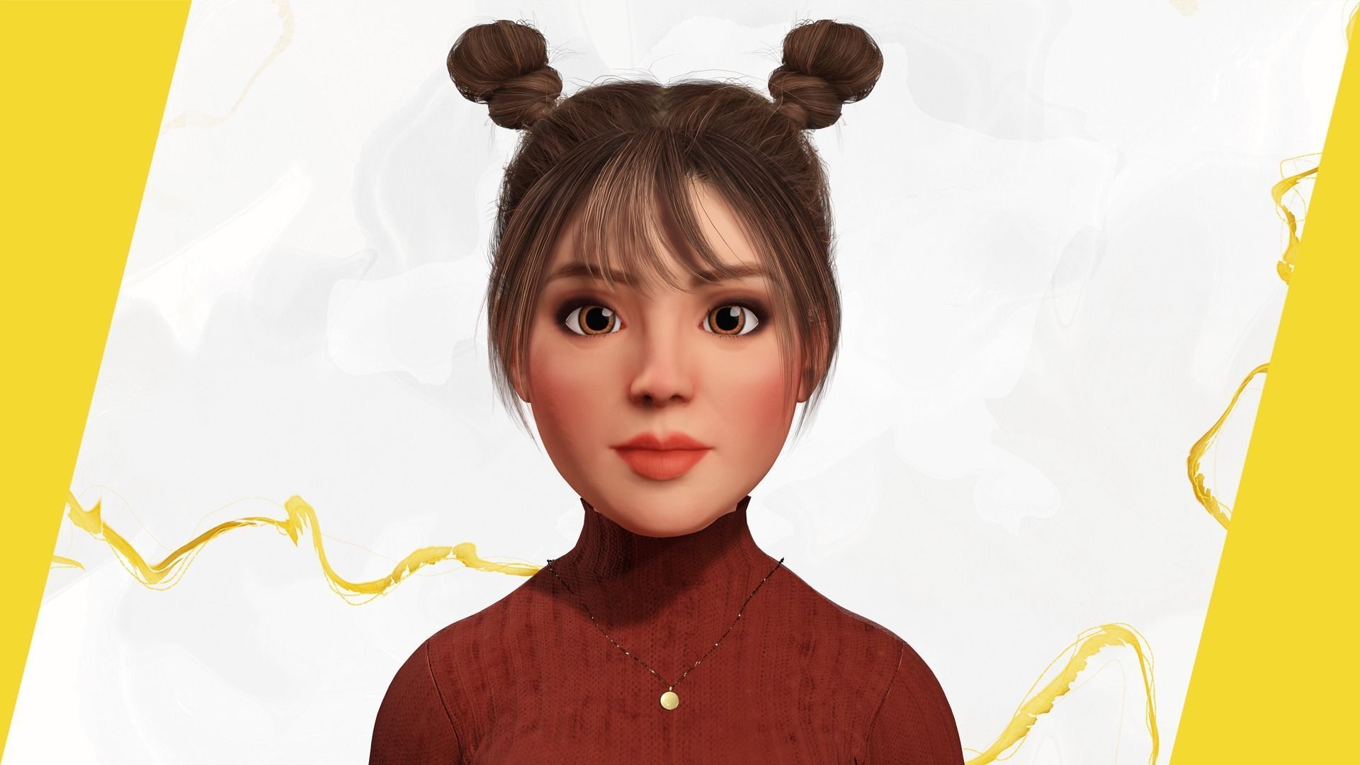 Girlfriend stylized toon girl 3D model_1