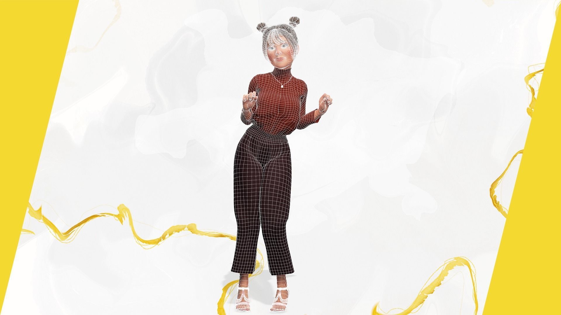 Girlfriend stylized toon girl 3D model_28