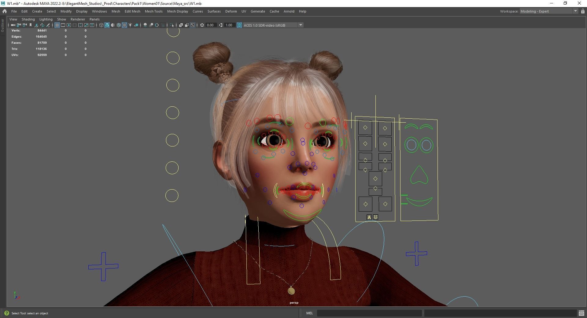 Girlfriend stylized toon girl 3D model_16