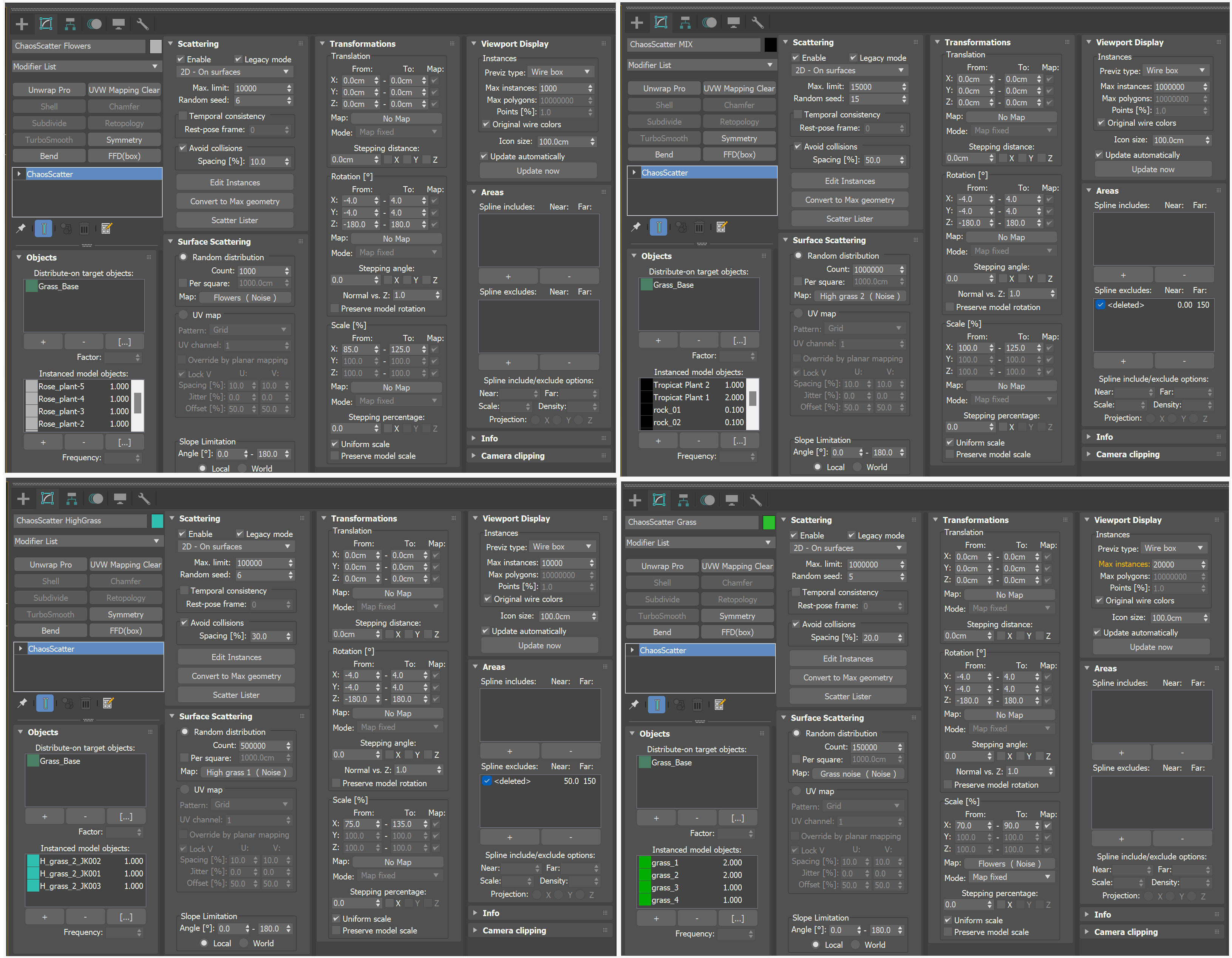 Swimming Pool with Loungers Umbrellas and  Plants 3D model_13