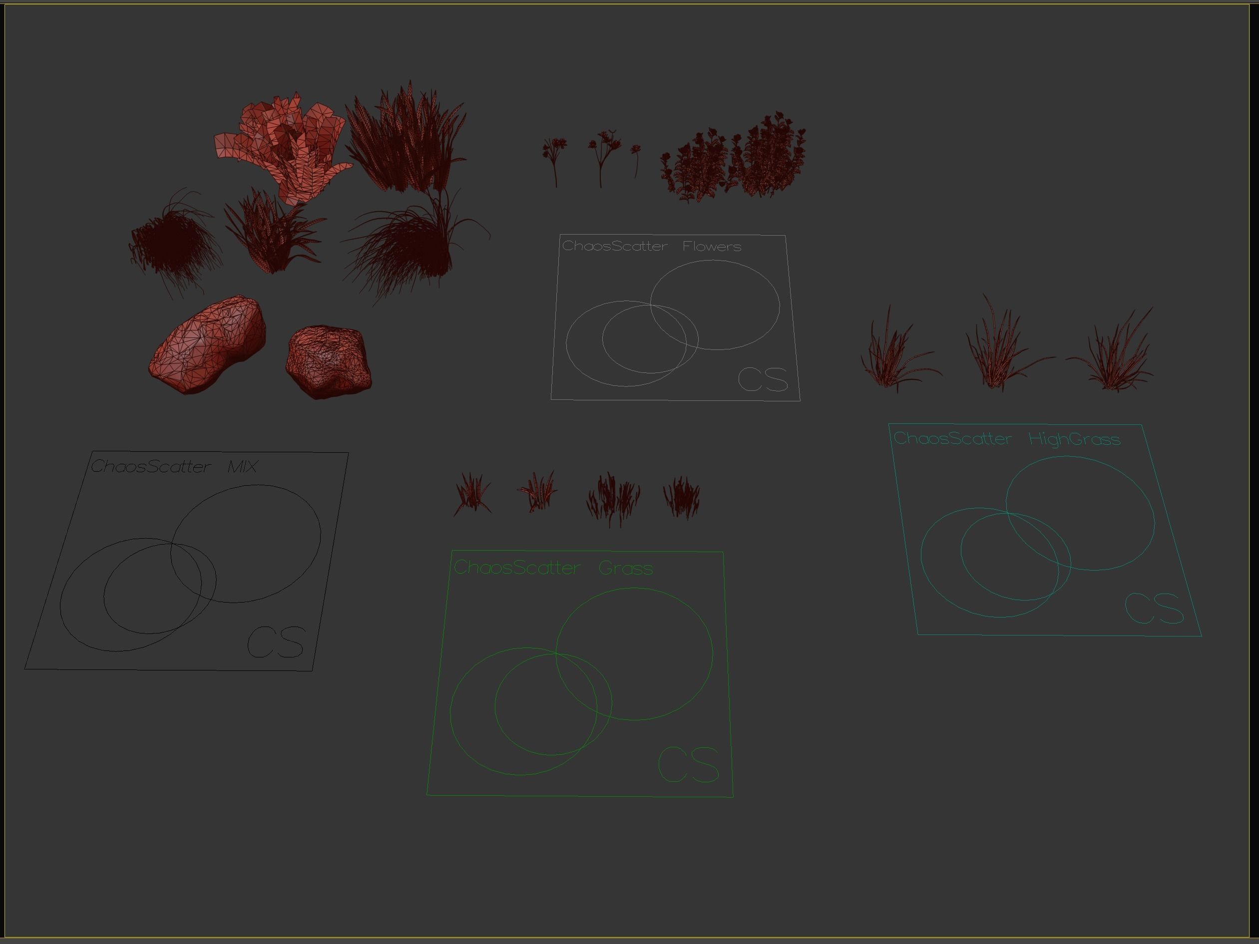 Swimming Pool with Loungers Umbrellas and  Plants 3D model_12