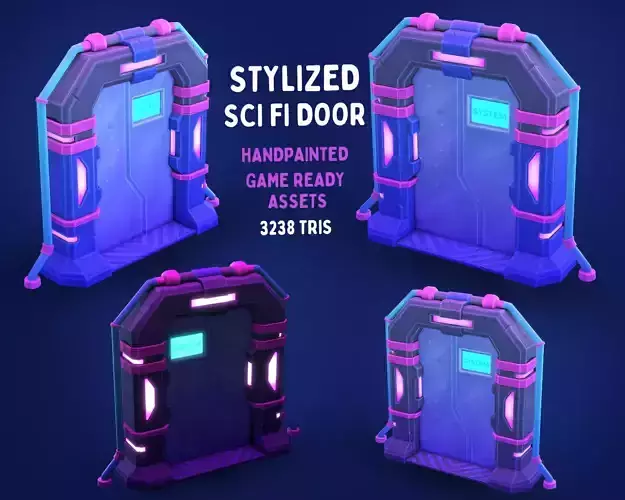 Stylized Hand-Painted SCI FI DOOR Game Asset