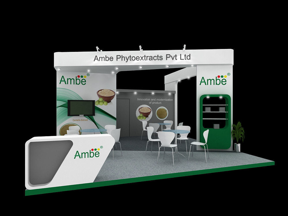 7 mtr x 6mtr  3 side open exhibition stands 3D print model_1