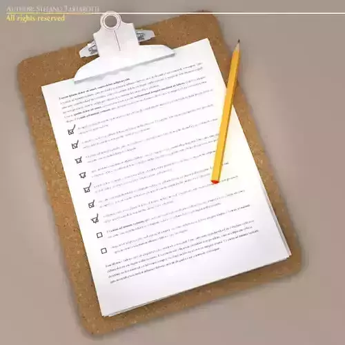 clipboard mockup of with pencil 3D model