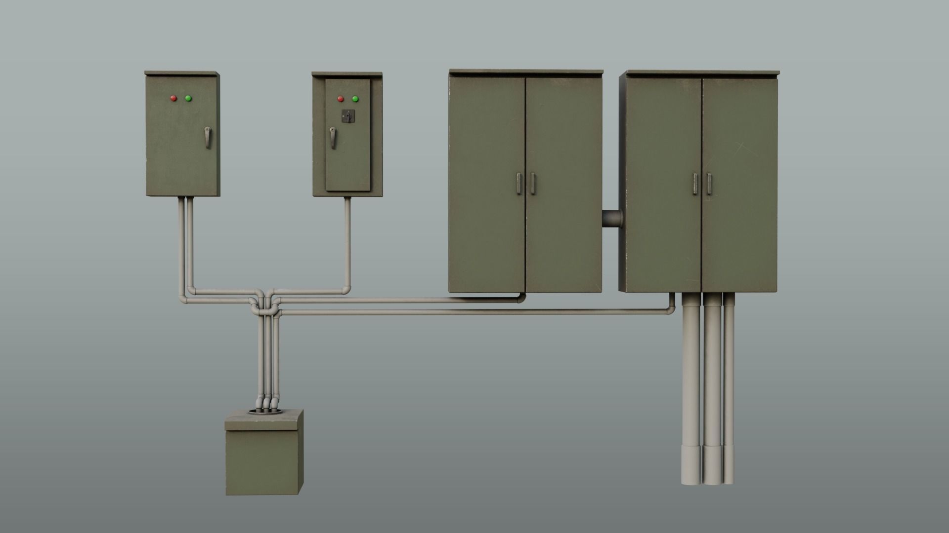 Electrical Control Box Low-poly 3D model_1