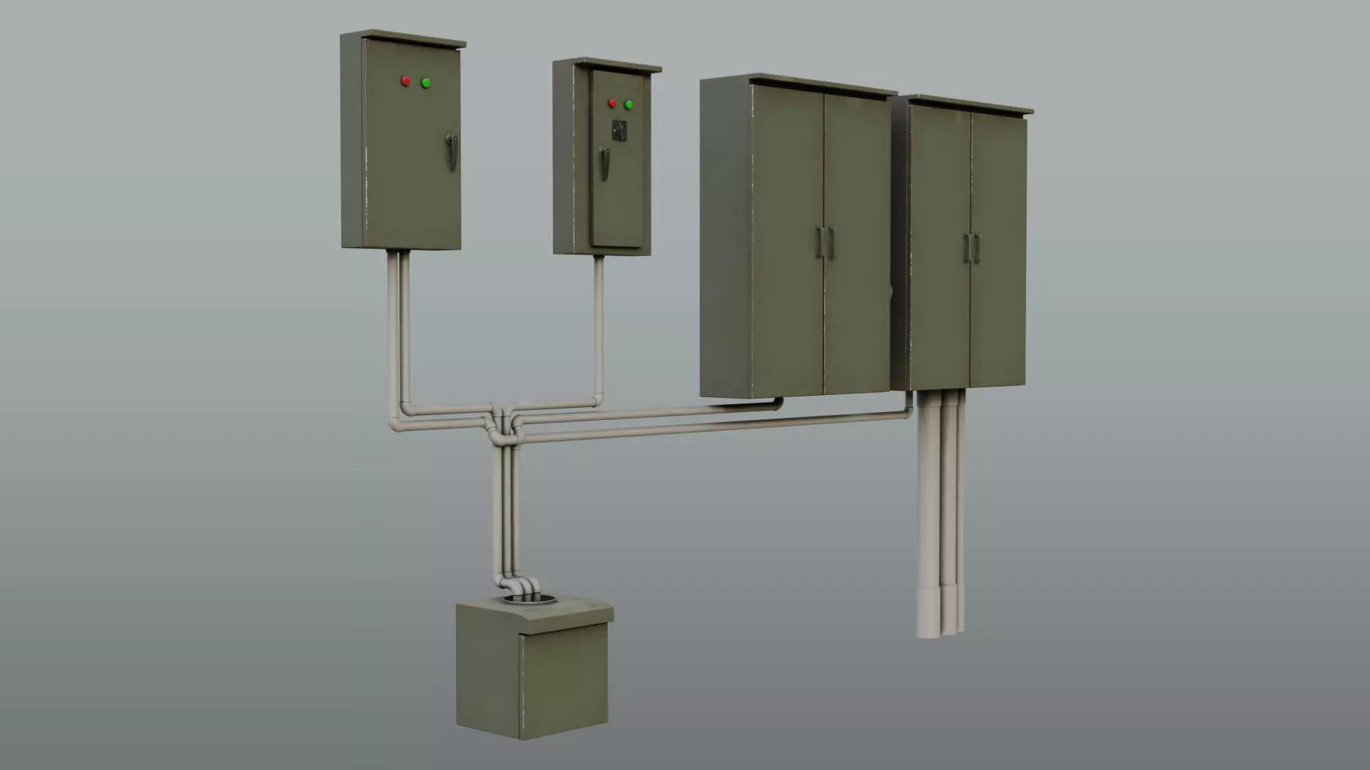 Electrical Control Box Low-poly 3D model_0