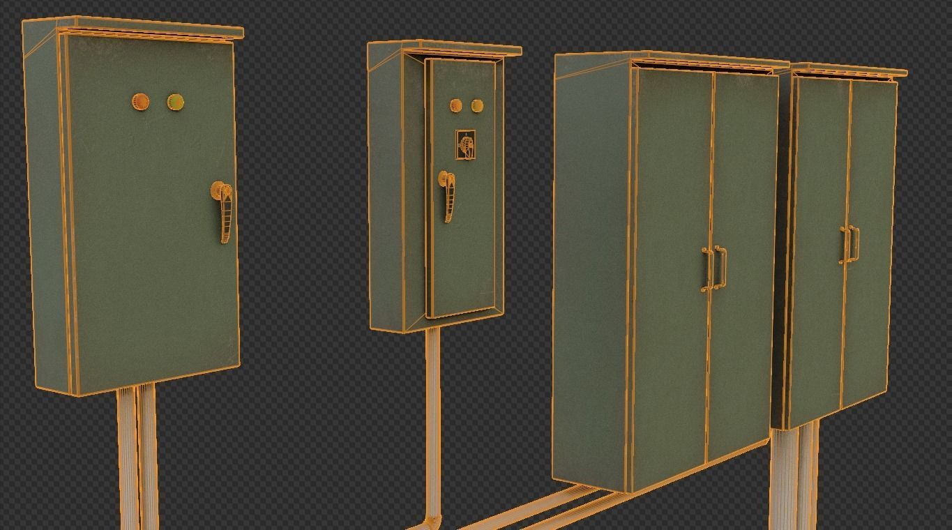 Electrical Control Box Low-poly 3D model_11