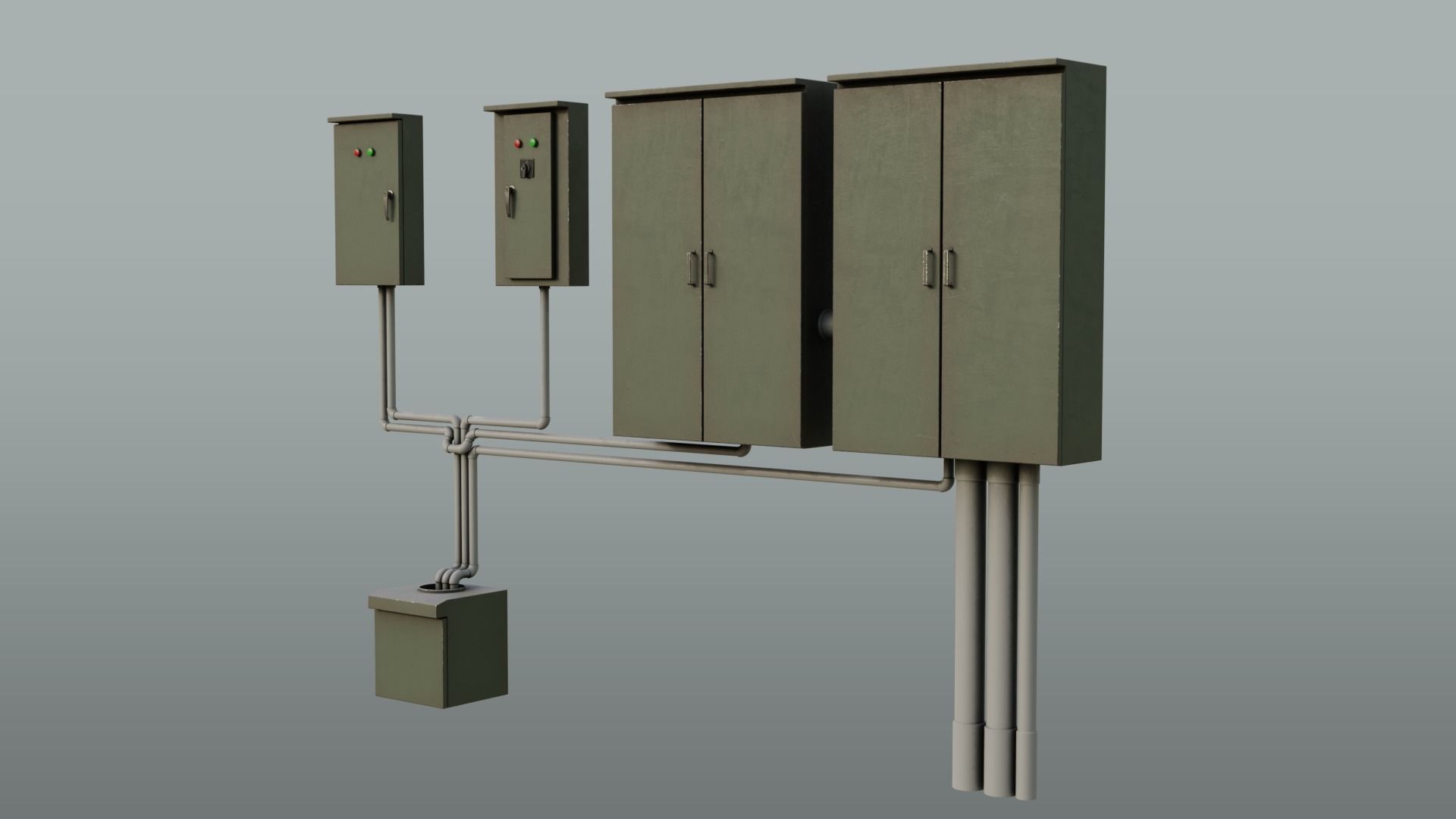 Electrical Control Box Low-poly 3D model_3