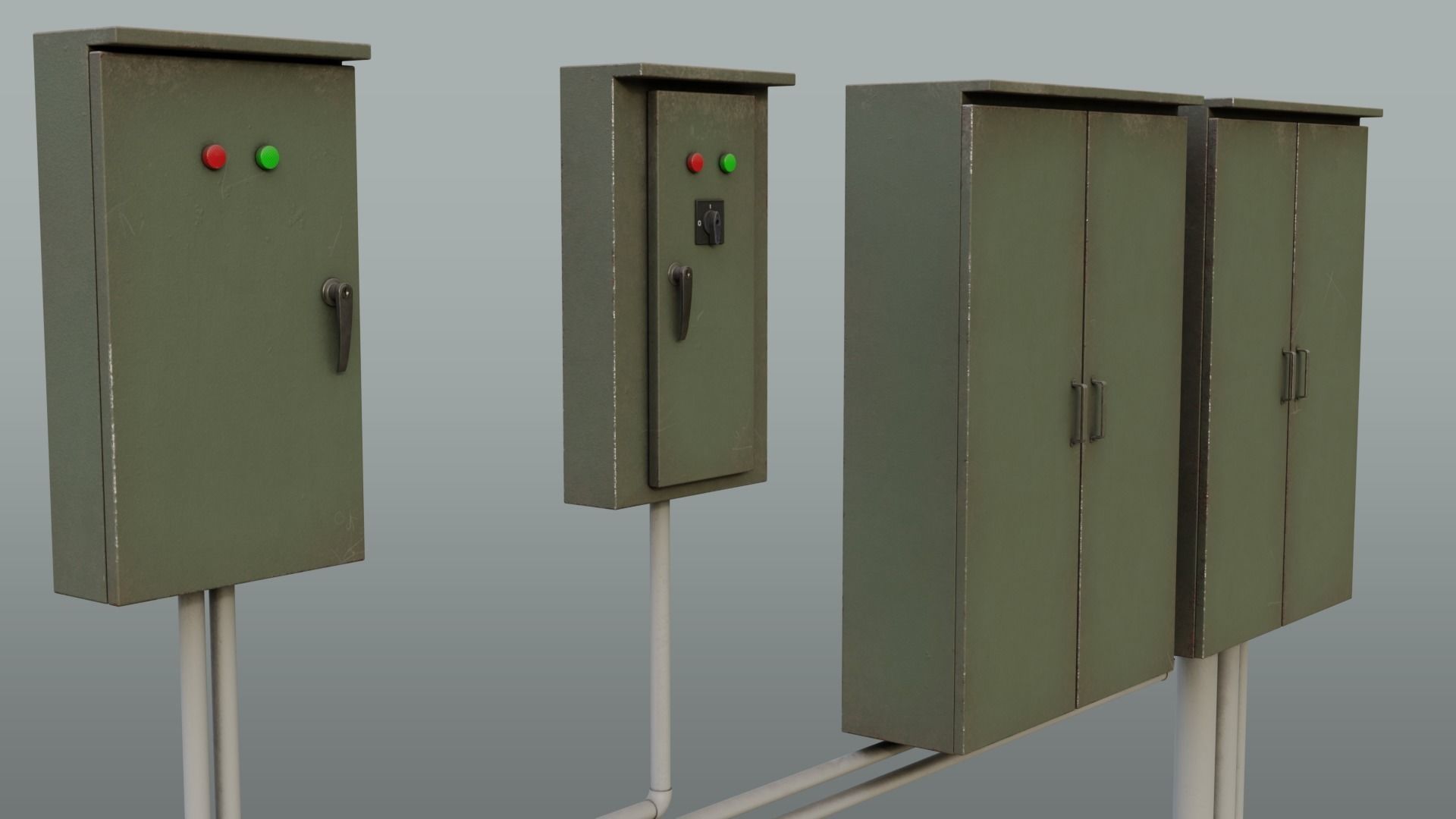 Electrical Control Box Low-poly 3D model_2