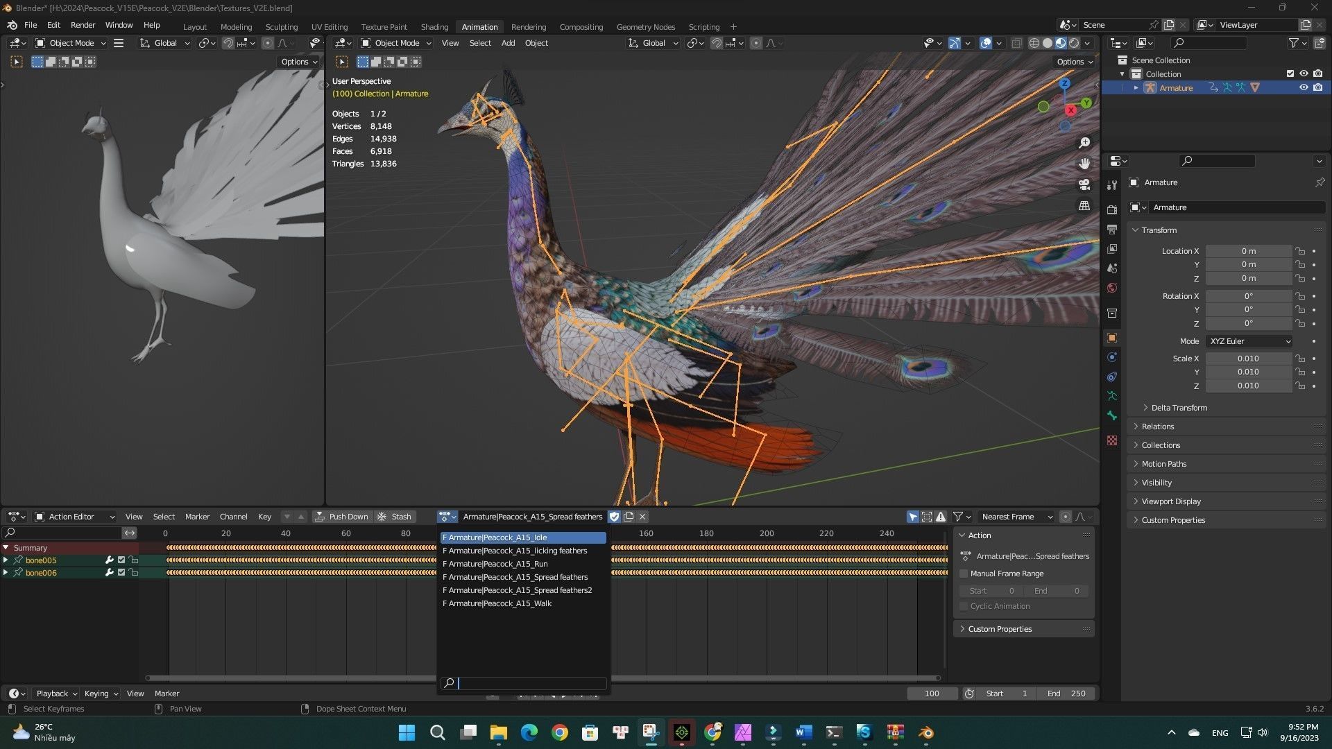 Peacock V2E 3D model_9