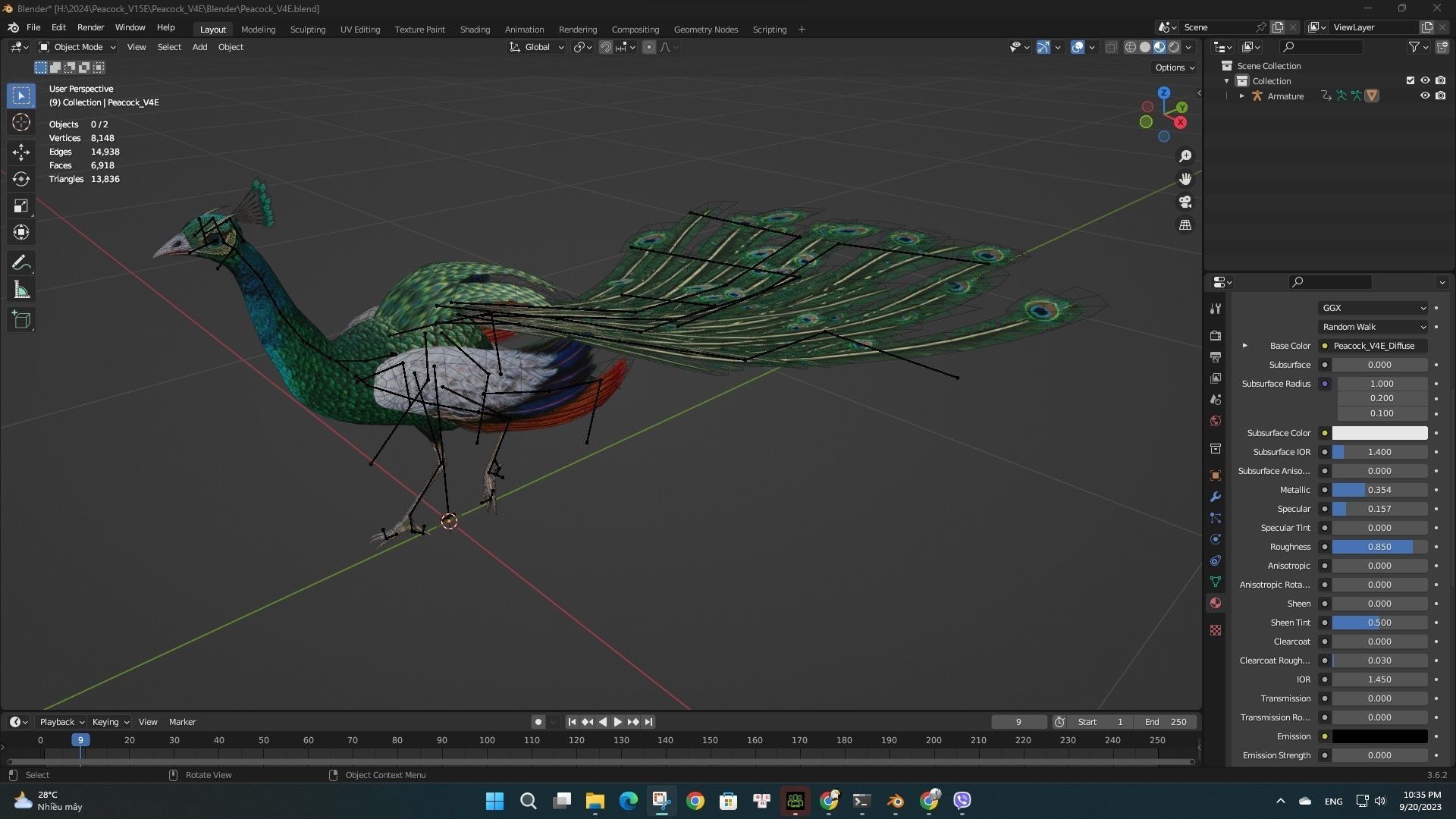 Peacock V4E 3D model_2