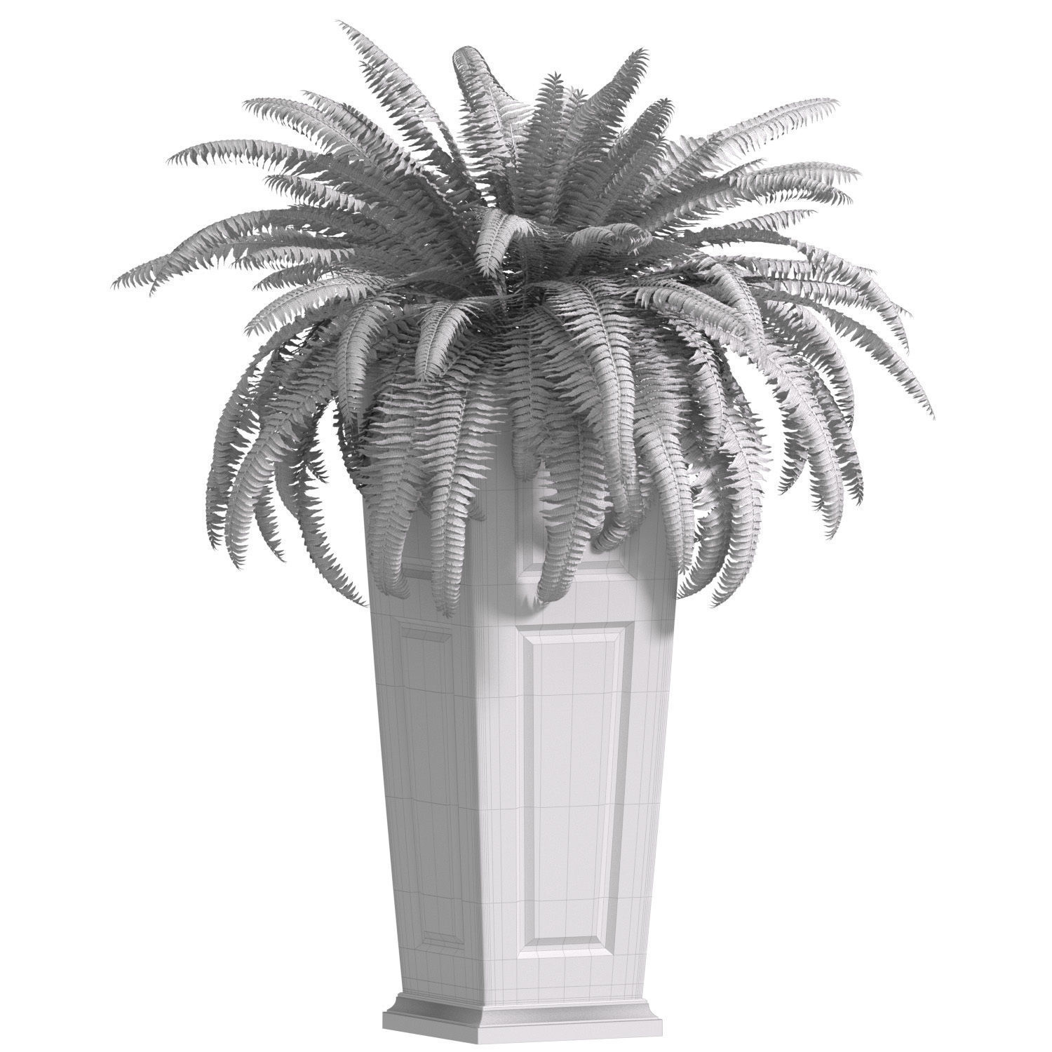 Boston Fern in a ArtDeco flowerpot Plant Front Entrance Patio  3D model_2