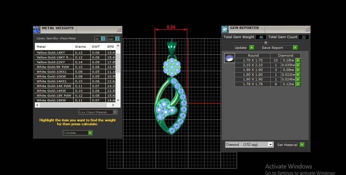 Diamond Women pendant 3D print Model 3D print model_2