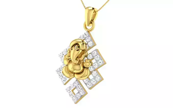 light weight yellow gold  diamond pendent -ZA PN 3178