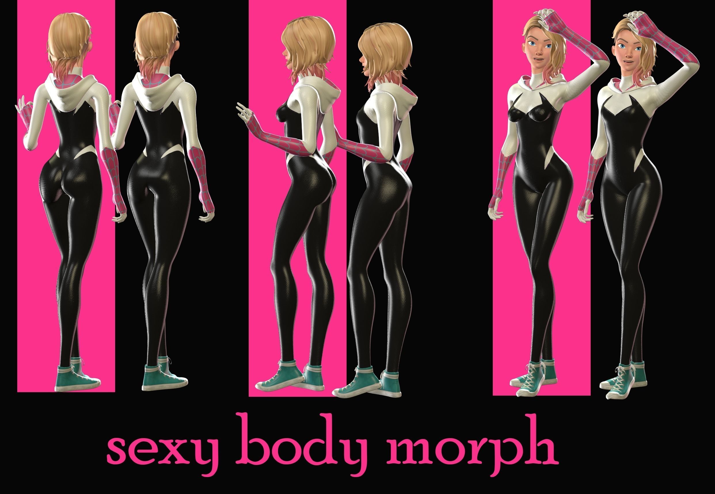 Gwen Stacy full package Low-poly 3D model_2
