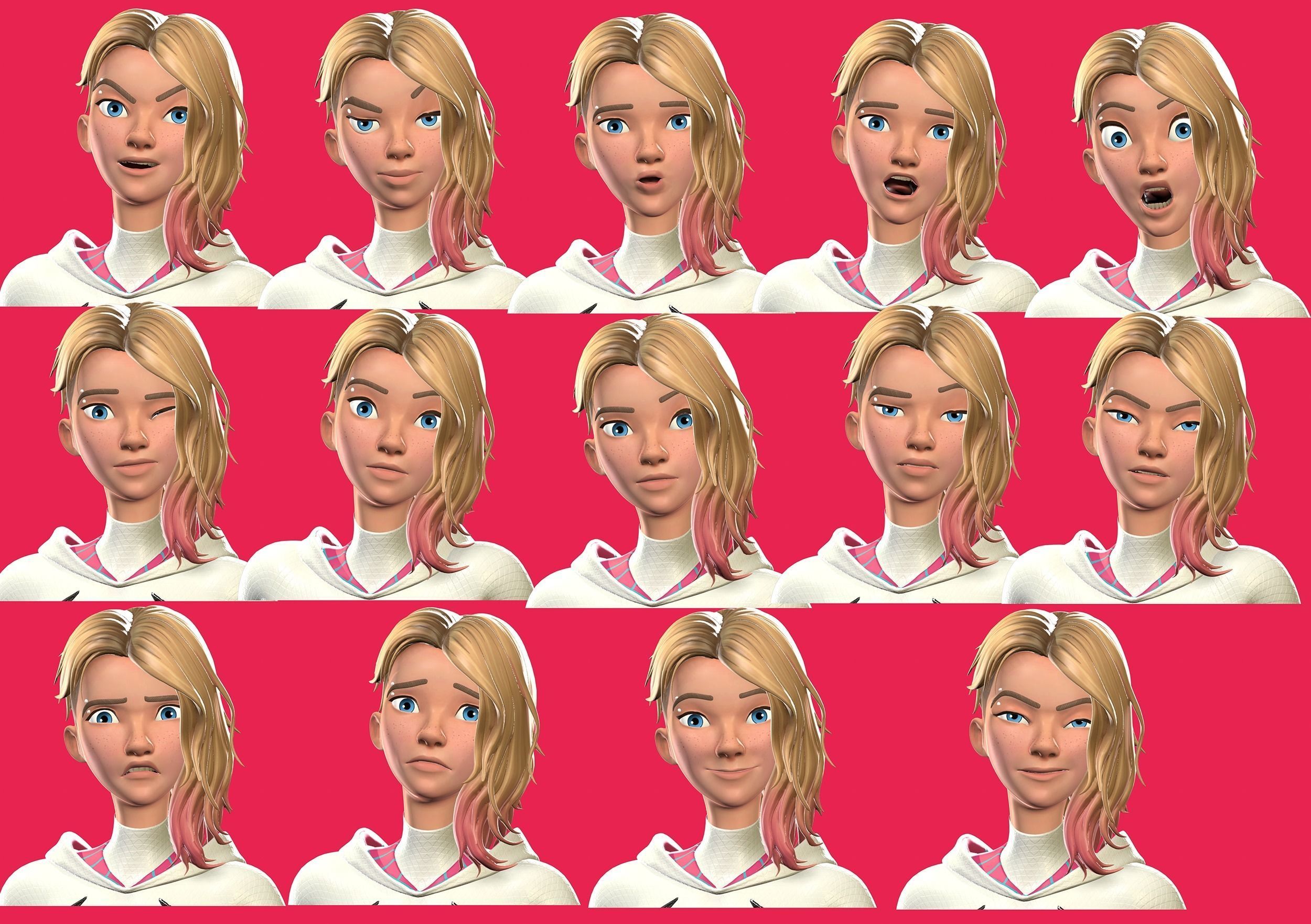 Gwen Stacy full package Low-poly 3D model_4