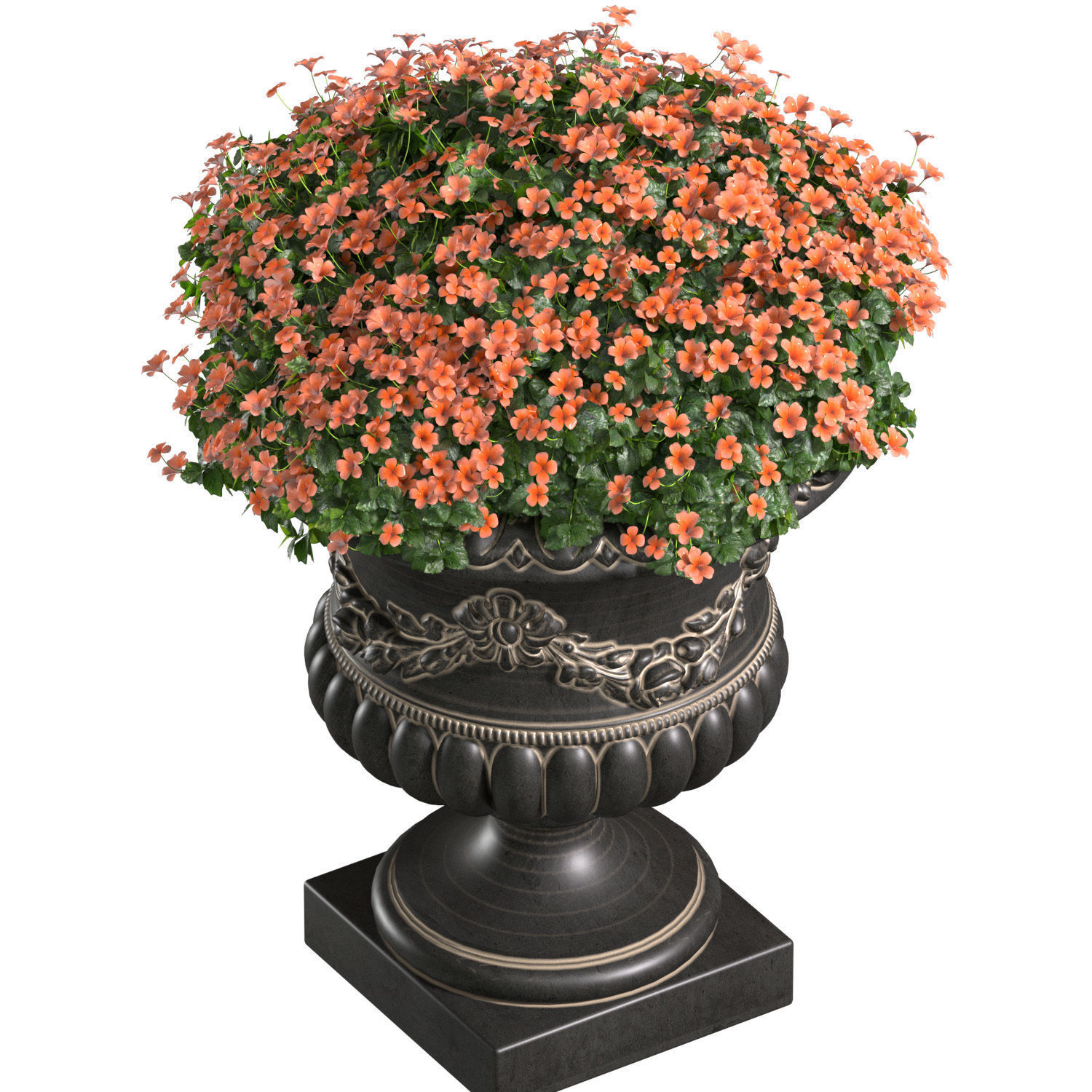 A flowerbed of flowers in a classic vase decoration Plant Patio  3D model_1