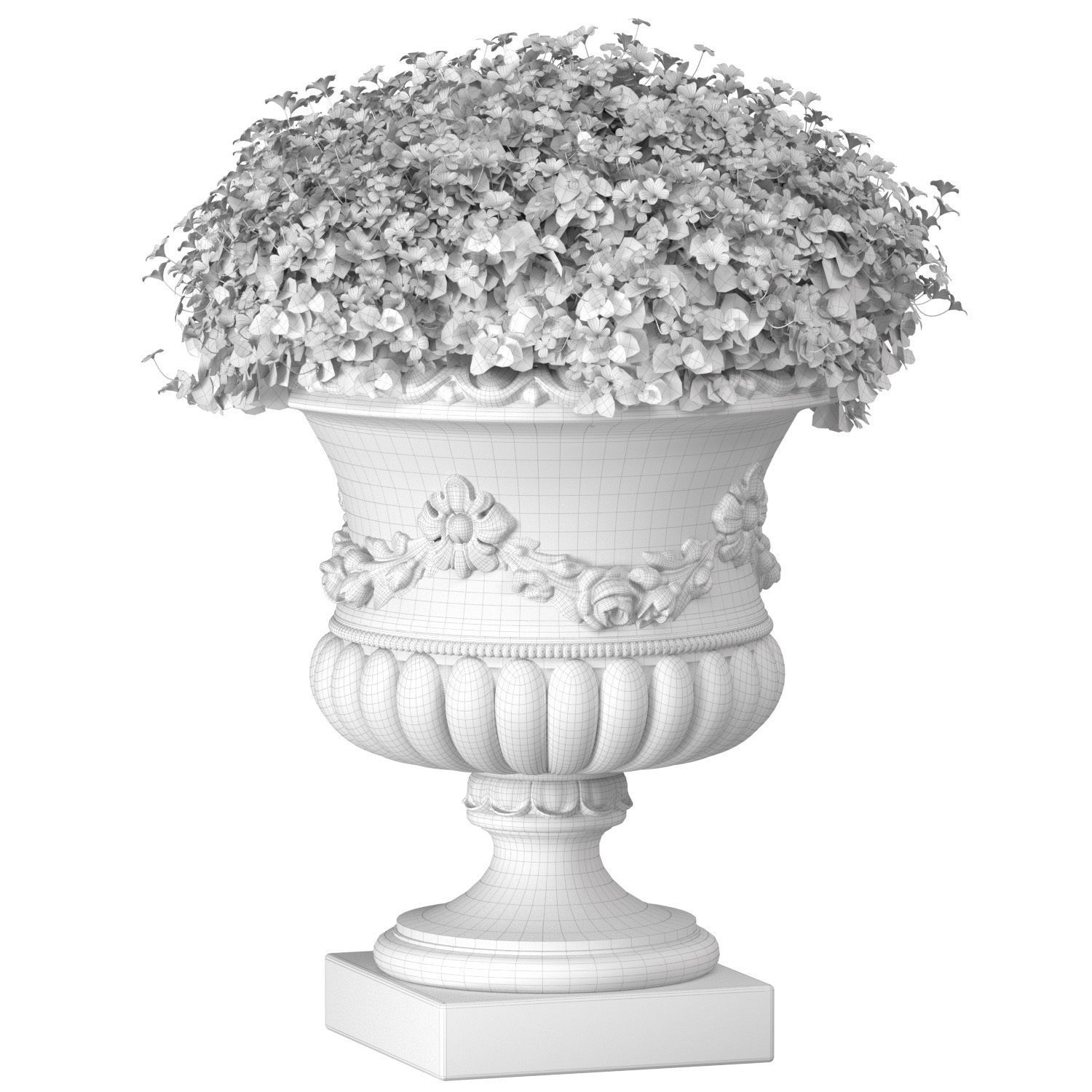 A flowerbed of flowers in a classic vase decoration Plant Patio  3D model_2