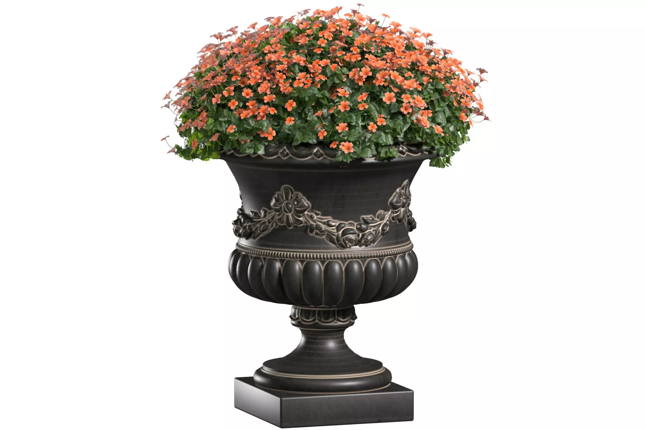 A flowerbed of flowers in a classic vase decoration Plant Patio  3D model_0