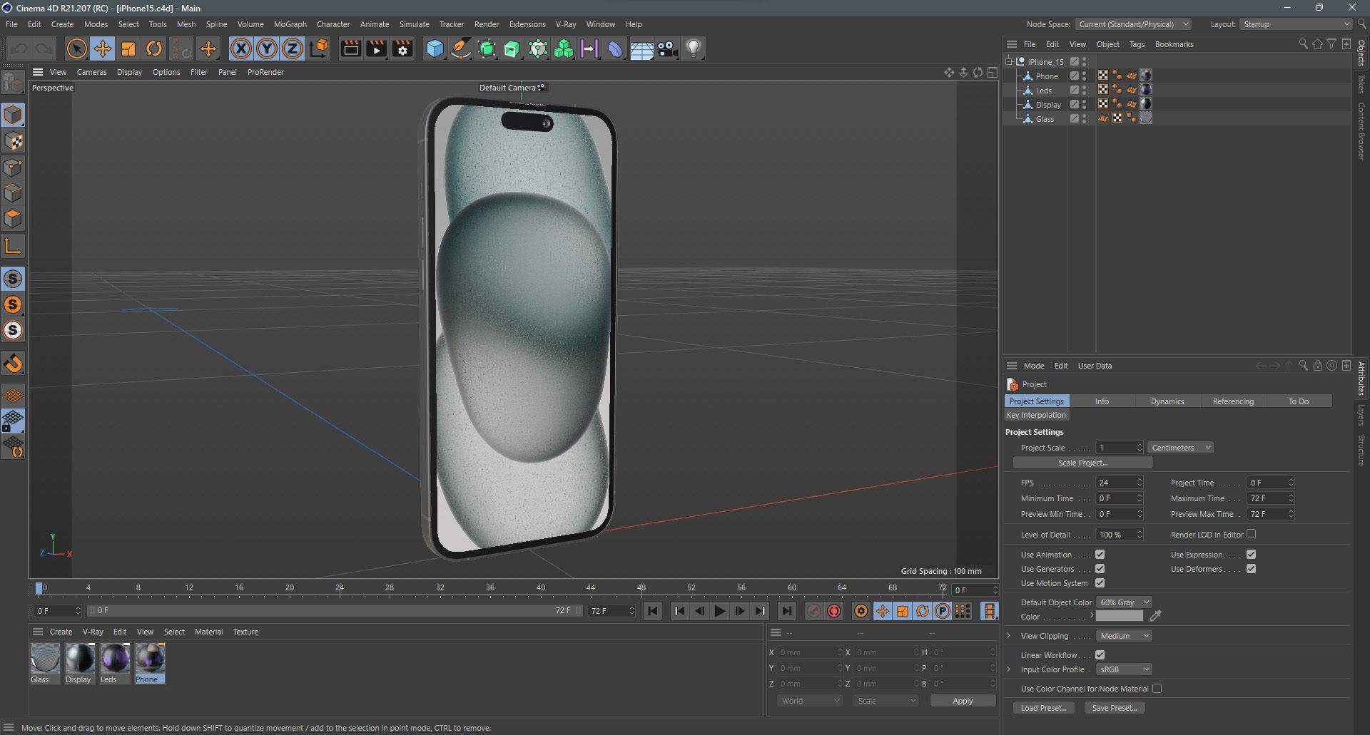 Apple iPhone 15 Black Low-poly 3D model_12