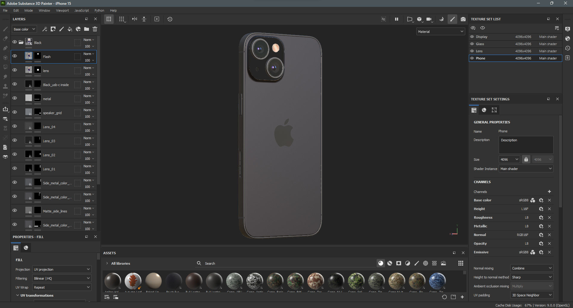 Apple iPhone 15 Black Low-poly 3D model_14
