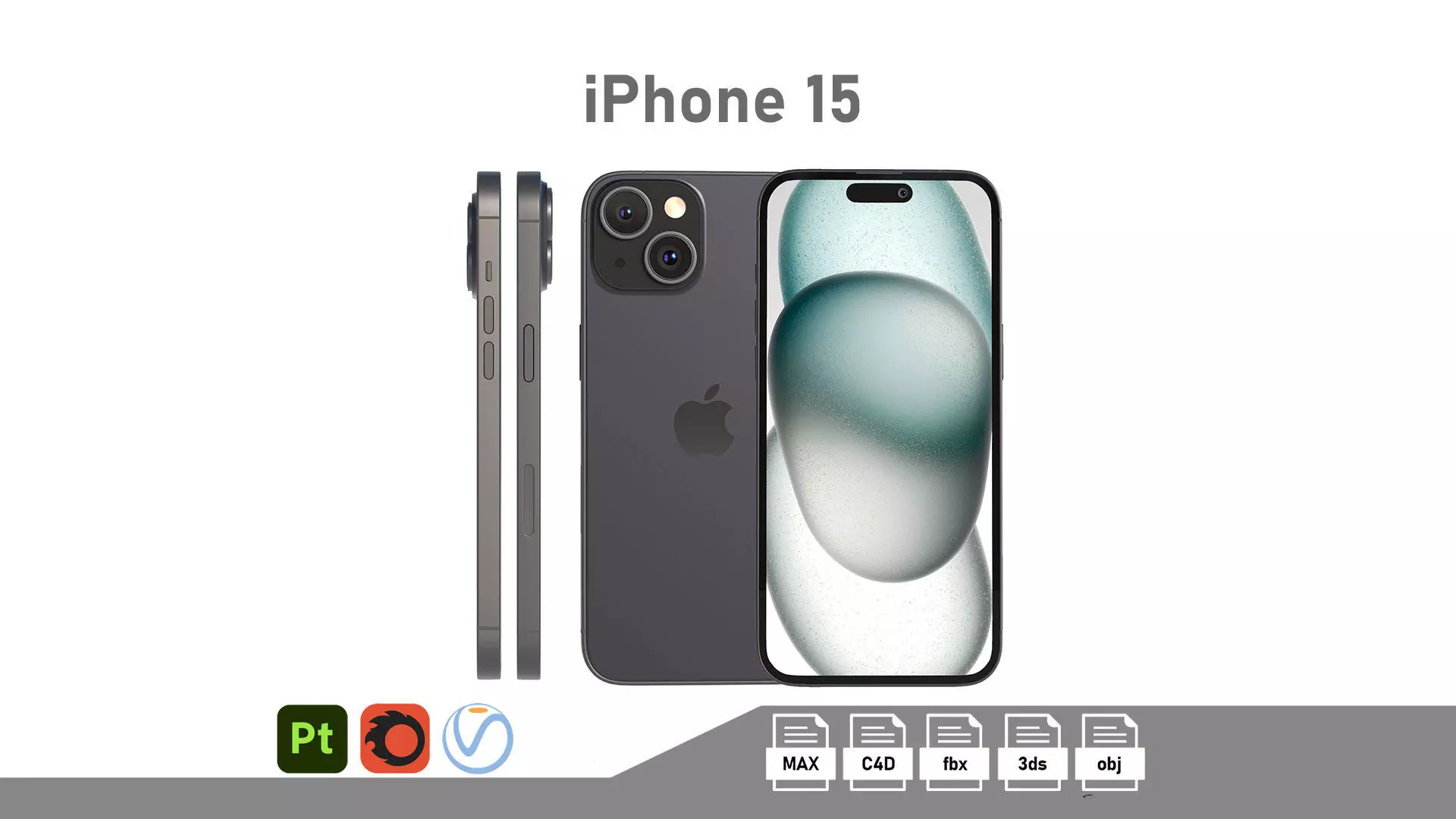 Apple iPhone 15 Black Low-poly 3D model_0